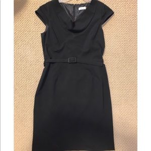 Calvin Klein Fitted Black Dress w/ Removable Belt